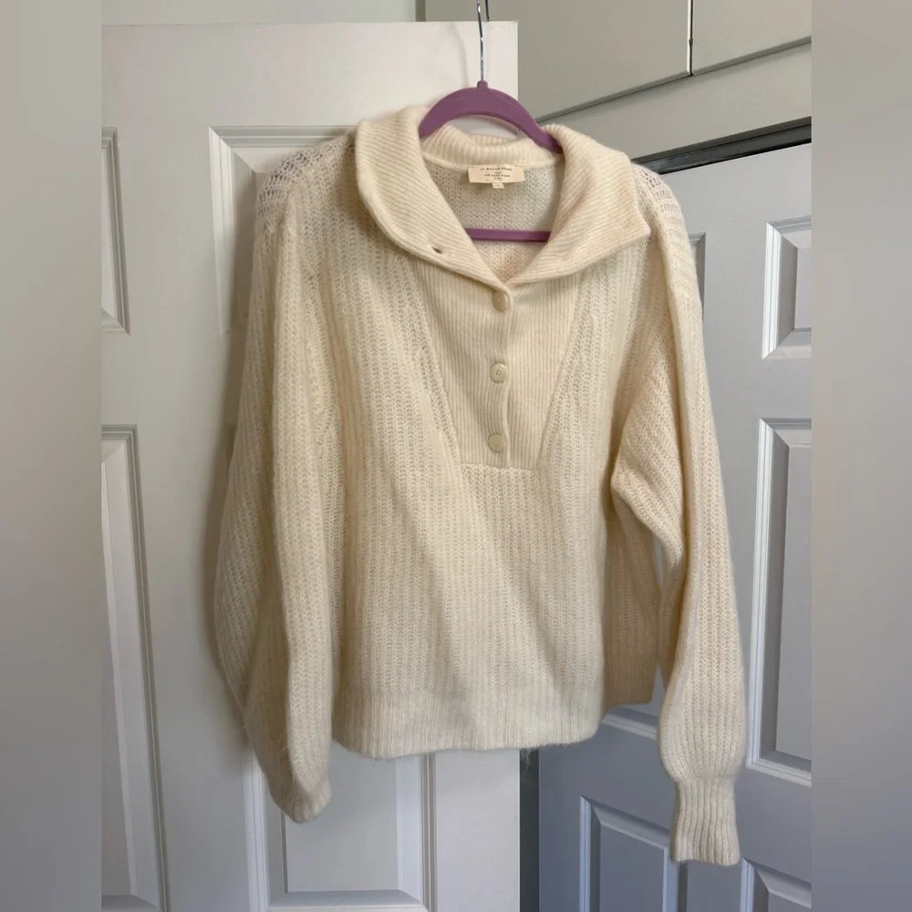 Sezane Micky Jumper Button Cream Sweater Large - Picture 6 of 9